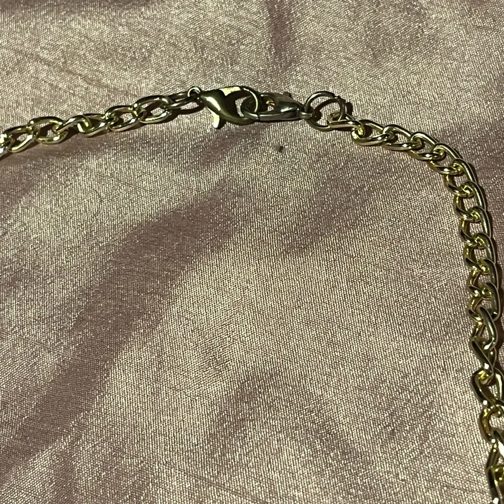Choker Necklace Black White Rectangle Pendants Chunky Statement Gold Chain Link